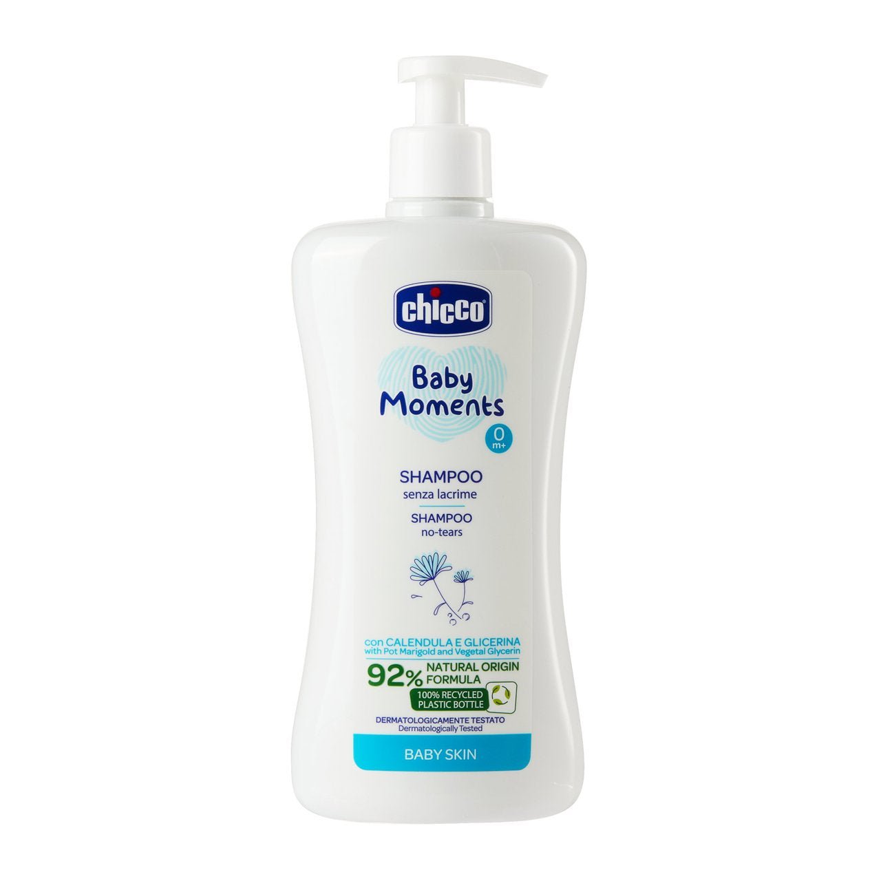 Chicco Baby Moments Shampoo Senza Lacrime Bambini 500ml – Calendula Glicerina Vegetale 92% Naturale