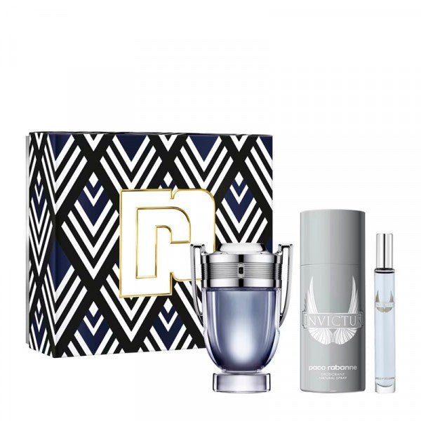 Paco Rabanne Invictus Eau de Toilette Cofanetto 100 ml – Set Regalo Uomo con Deo e Travel Spray