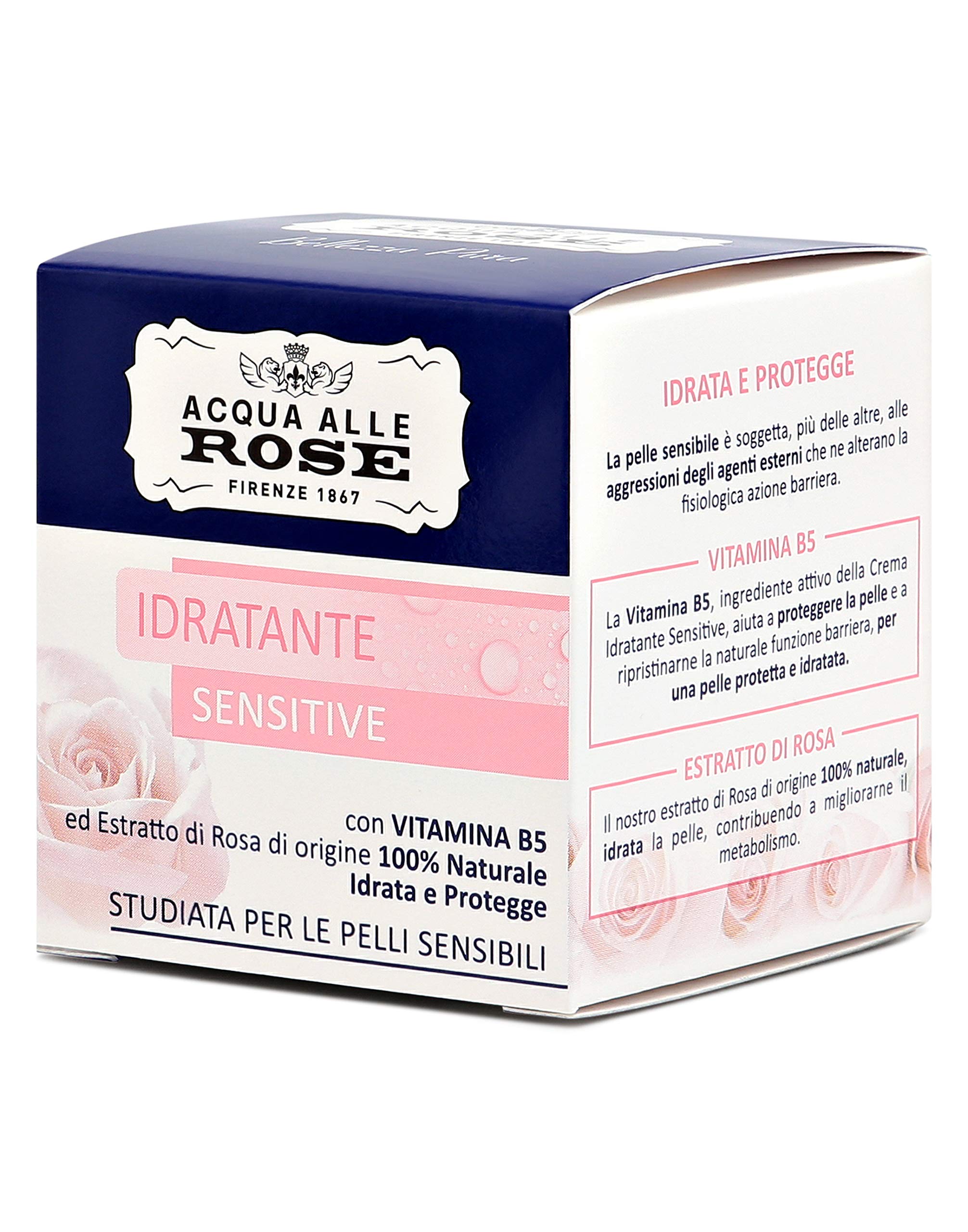 Acque alle Rose Crema Viso Idratante Sensitive Vitamina B5 – Idratante Lenitiva Pelli Sensibili