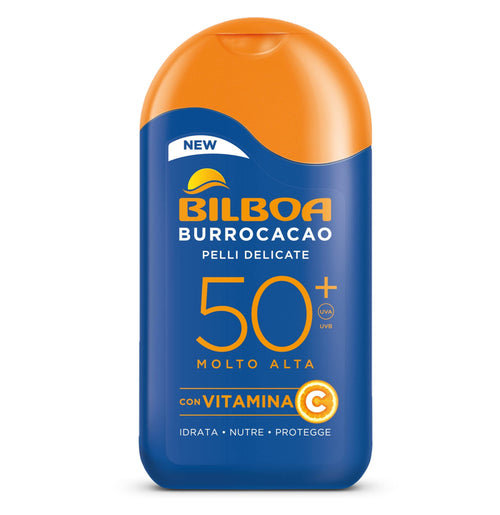 Bilboa Burrocacao Latte Solare 200ml – Solare Idratante Nutriente SPF30 SPF50+ Profumo Cacao - Acque Profumeria