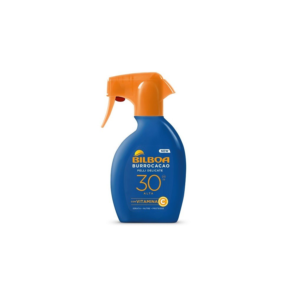 Bilboa Burrocacao Trigger Solare 200ml – Spray Solare Nutriente Profumo Cacao SPF20 SPF30 SPF50+ - Acque Profumeria