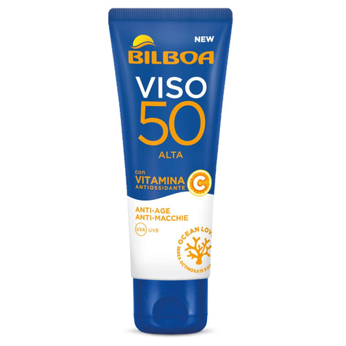 Bilboa Burrocacao Viso SPF50 50ml – Crema Solare Viso Nutriente Burro di Cacao Protezione Alta - Acque Profumeria