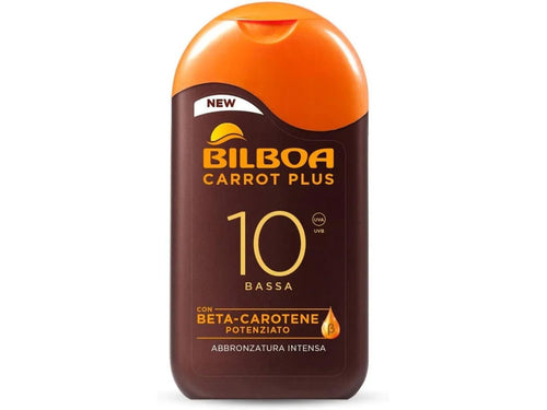 Bilboa Carrot Plus Latte Abbronzante 200ml – Abbronzante Intensivo Carota Beta - Carotene SPF6 SPF10 SPF20 SPF30 - Acque Profumeria