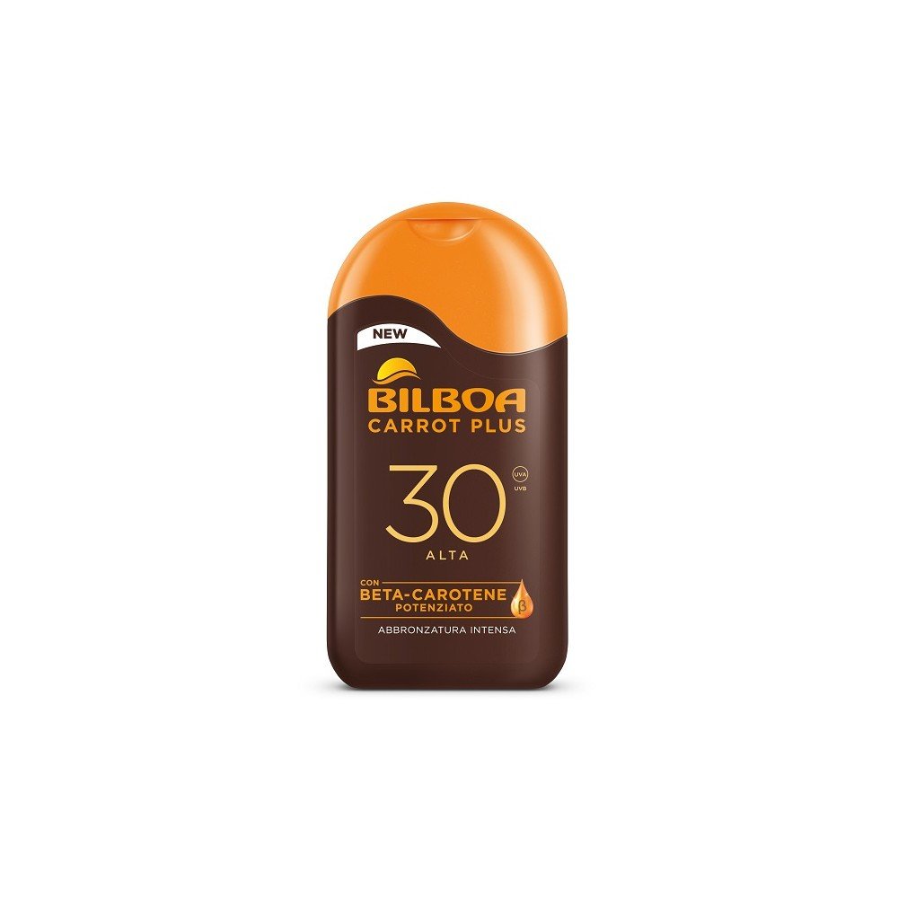 Bilboa Carrot Plus Latte Abbronzante 200ml – Abbronzante Intensivo Carota Beta - Carotene SPF6 SPF10 SPF20 SPF30 - Acque Profumeria