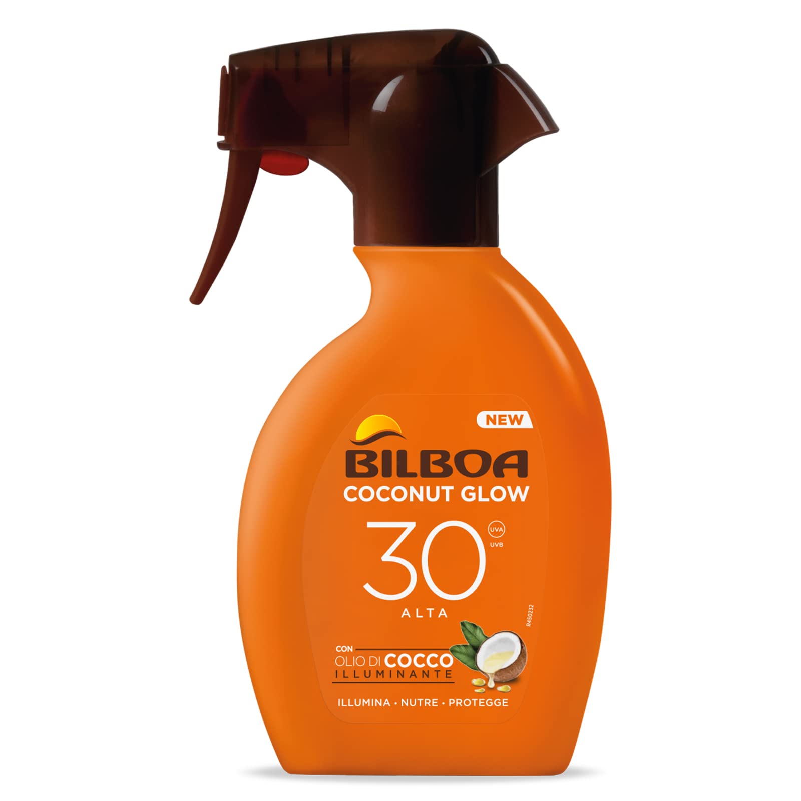 Bilboa Coconut Glow Trigger Solare 200ml – Spray Solare Olio di Cocco Effetto Glow SPF20 SPF30 - Acque Profumeria