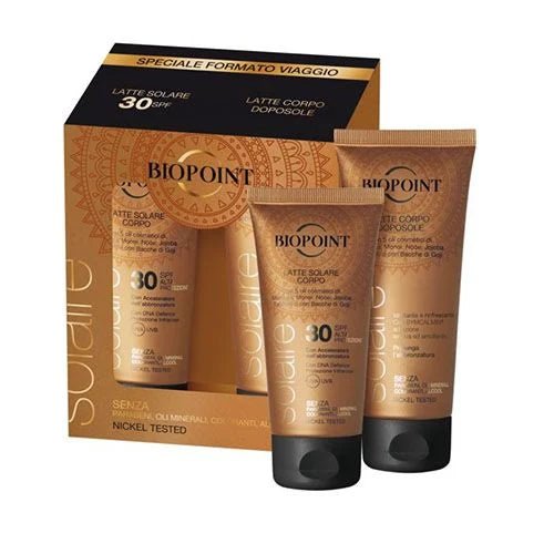 Biopoint Kit Solare SPF30 75ml + Doposole 100ml – Protezione e Idratazione da Viaggio
