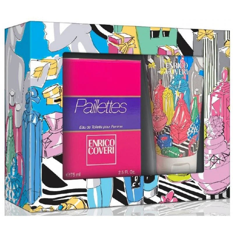 Enrico Coveri Paillettes Femme Eau de Toilette Cofanetto 75 ml – Set Regalo Donna con Body Lotion