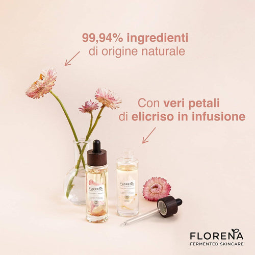 Florena Fermented Skincare Olio Elisir Rigenerante Naturale con Petali di Elicriso Rosa e Olio di Cartamo Fermentato - Acque Profumeria