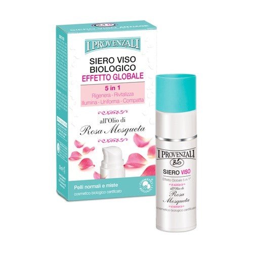 I Provenzali Siero Viso Biologico Effetto Globale 5in1 Olio di Rosa Mosqueta 30ml – Pelli Normali e Miste