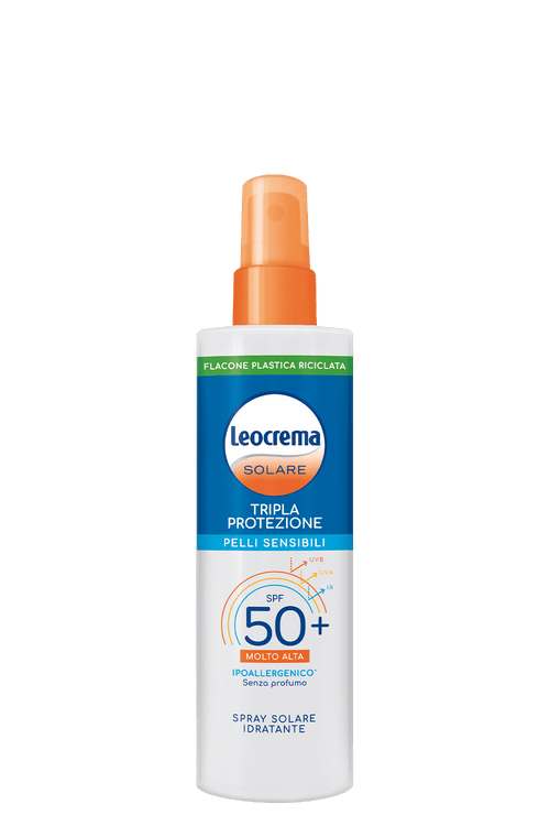 Leocrema Spray Solare Idratante SPF50+ Ipoallergenico per Pelli Sensibili 200 ml - Acque Profumeria