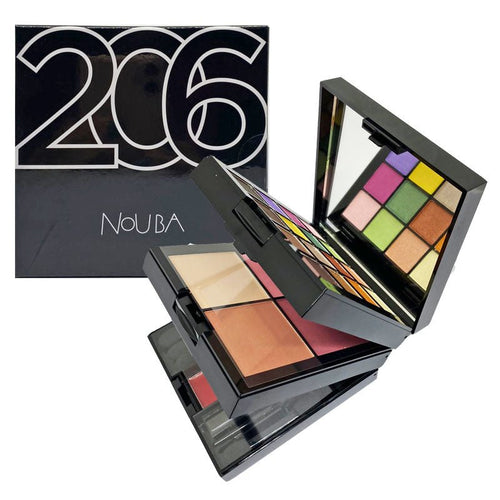 Nouba Trousse 206 Kit Make-Up Viso Occhi Labbra – 16 Ombretti 4 Gloss Mascara Applicatori
