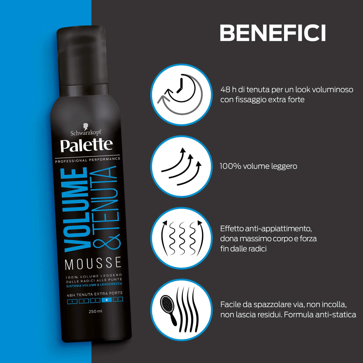 Testa Nera Palette Mousse Volume & Tenuta Extra Forte – Volume Tenuta Styling